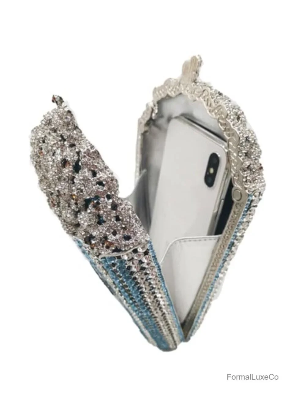 Mini Popcorn Crystal Clutch Bag Faux Leather Evening Handbag Rhinestone Prom